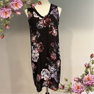 V-neck sleeveless a-line floral mini dress